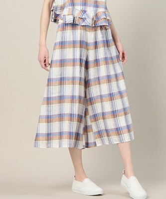 ROSE BUD LPT-15126 CHECK BELTED GAUCHO PANTS
