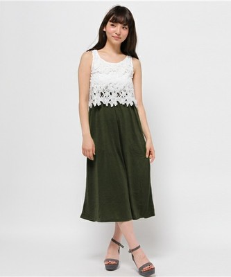 モチーフレース＋天竺マキシワンピース/Ray Cassin