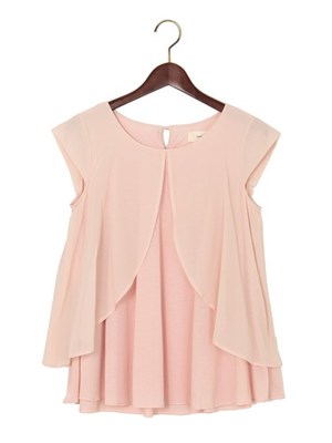 布帛重ね Aラインフレンチスリーブ T / Tシャツ