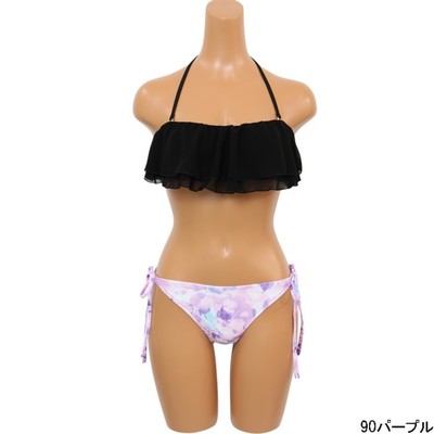 LIP SERVICE:ぼかしフラワー×無地 フリルビキニ