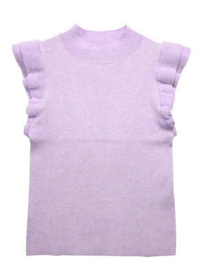 ハイネックフリルリブニットプルオーバー