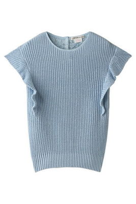 袖フリルニットプルオーバー