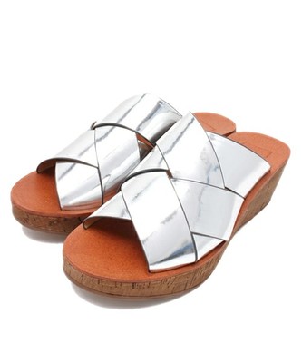 enchanted(エンチャンテッド) / ダブルクロスベルトウエッジ部本革ミュール