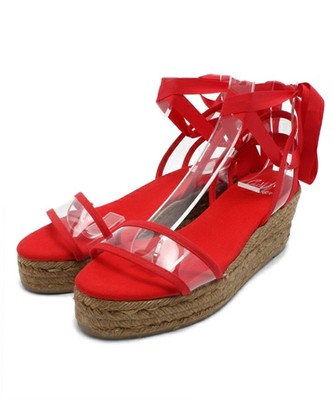 BERTA クリア編み上げサンダル