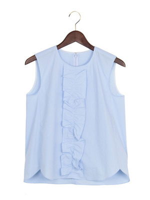 フリルノースリーブブラウス