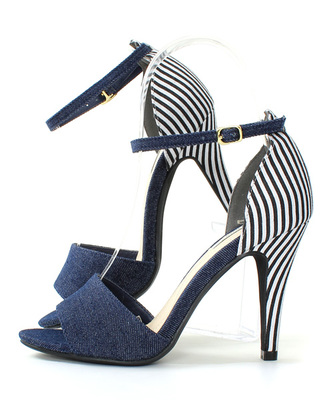 バイカラーアンクルストラップサンダル