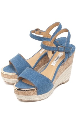 コルク×ジュートウェッジサンダル