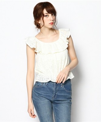 フリルカラーレースチュニック