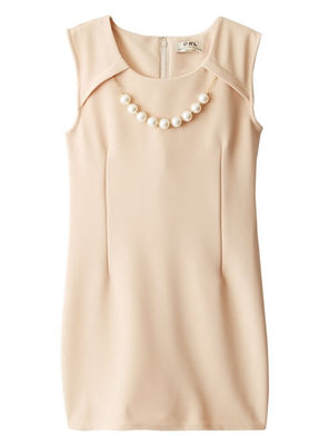 パールネックレス付リップルタイトワンピース