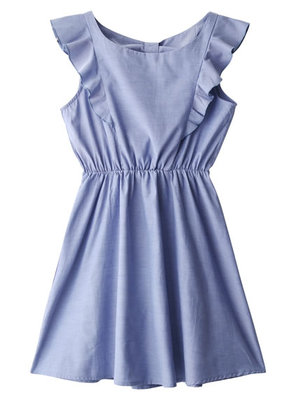 ショルダーフリルバックリボンワンピース