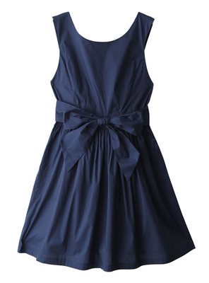 ウエストリボン付きフレアワンピース