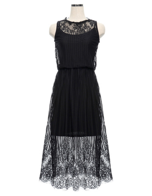 インナー付総レースロングワンピース