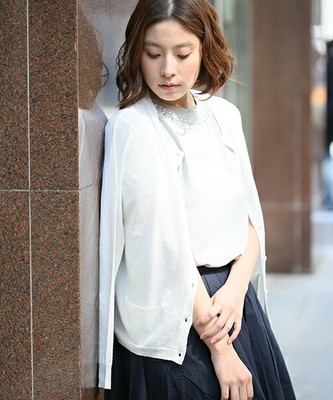 【UVカット加工アイテム】12GラミーコットンUVカコウカーディガン 555899