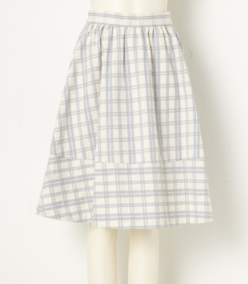Wチェックジャストウエストミディスカート