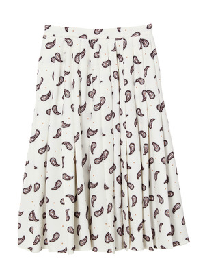 ペイズリープリーツスリットスカート