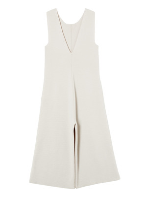 Vネックニットオールインワン