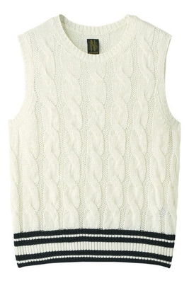リネンケーブルニットベスト