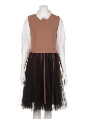 ニットベストコンビワンピース