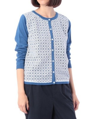 チェックレースドッキングカーディガン