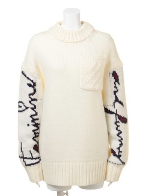 文字編みスリーブセーター