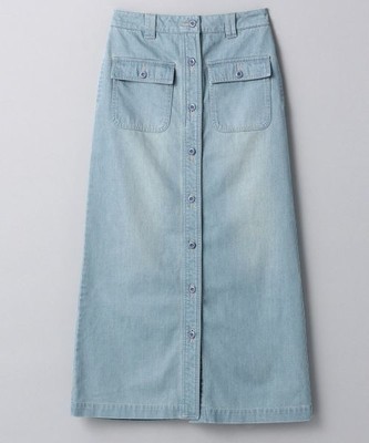 フロントボタンデニムマキシスカート