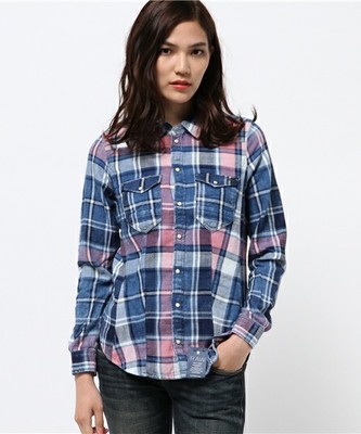 TACOMA STRAIGHT SHIRT WMN/ INDIGO KOPLAN CHECK