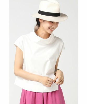 コットンタフタ ハイネックブラウス