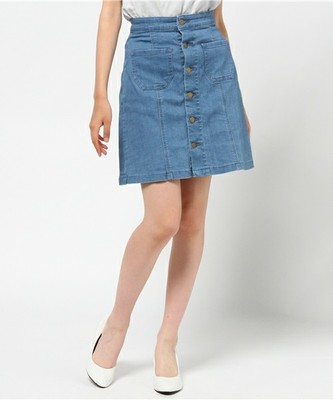 前開けポケ付きデニムスカート