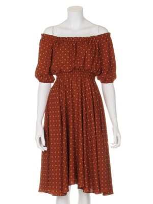 小紋柄オフショルワンピース