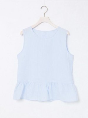 ストライプペプラムブラウス