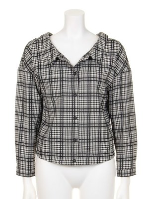 バックリボンチェックブラウス