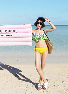 フラワー柄フレアバンドゥビキニ・全2色・2