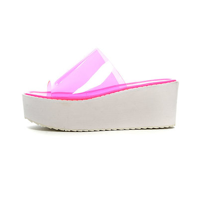 クリアネオン厚底ウェッジサンダル