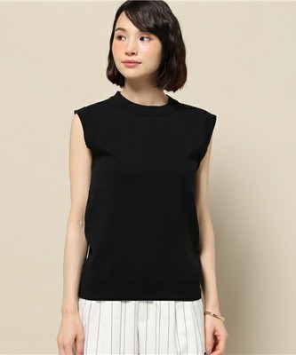 綿ハーフネックノースリーブニット