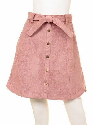 フロント釦Aラインスエードスカート