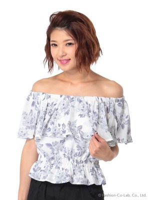 dazzlin (ダズリン) 【W】花柄シフォンオフショルブラウス