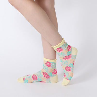 ハイビスカス柄ショートソックス