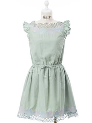 ISBIT シェルエンブロイダリーワンピース