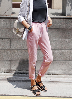 ウォッシュカラーリネンイージーパンツ