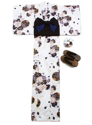 GRL グレイル 4点セットラメ入り中花×ちょうちん浴衣