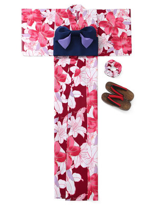 GRL グレイル 4点セットラメ入り百合柄浴衣