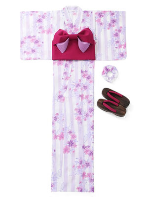 GRL グレイル 藤井リナ着用 4点セット小花ストライプ柄浴衣