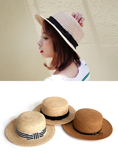 ベージュカンカンハット