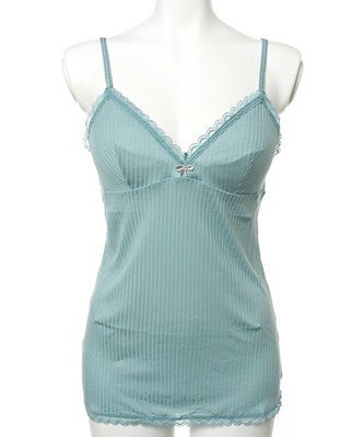 マイクロモダールリブ　パッド付きストラップキャミ