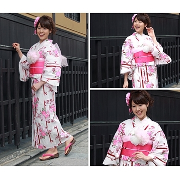 浴衣３点セット　バラ柄