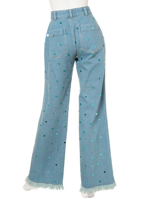 スパンコールワイドデニムパンツ