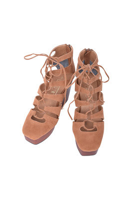 あみあげWOODウェッジサンダル