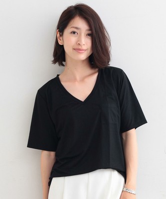 BEAUTY&YOUTH WOMENS BYBC ルーズポケットVネック Tシャツ