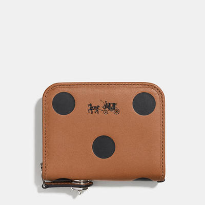 ジップ アラウンド コイン ケース サドル ドット エンボスド レザー