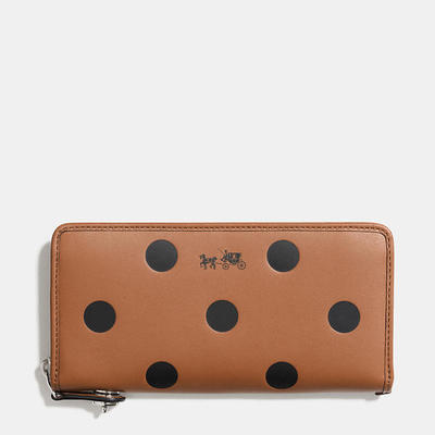 アコーディオン ジップ ウォレット プリンテッド サドル ドット エンボスド レザー